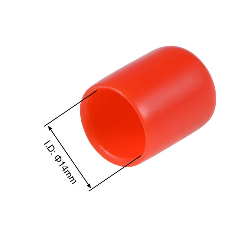 uxcell 50pcs Rubber End Caps 14mm ID Vinyl Round Tube Bolt Cap Cover Screw Thread Protectors Red