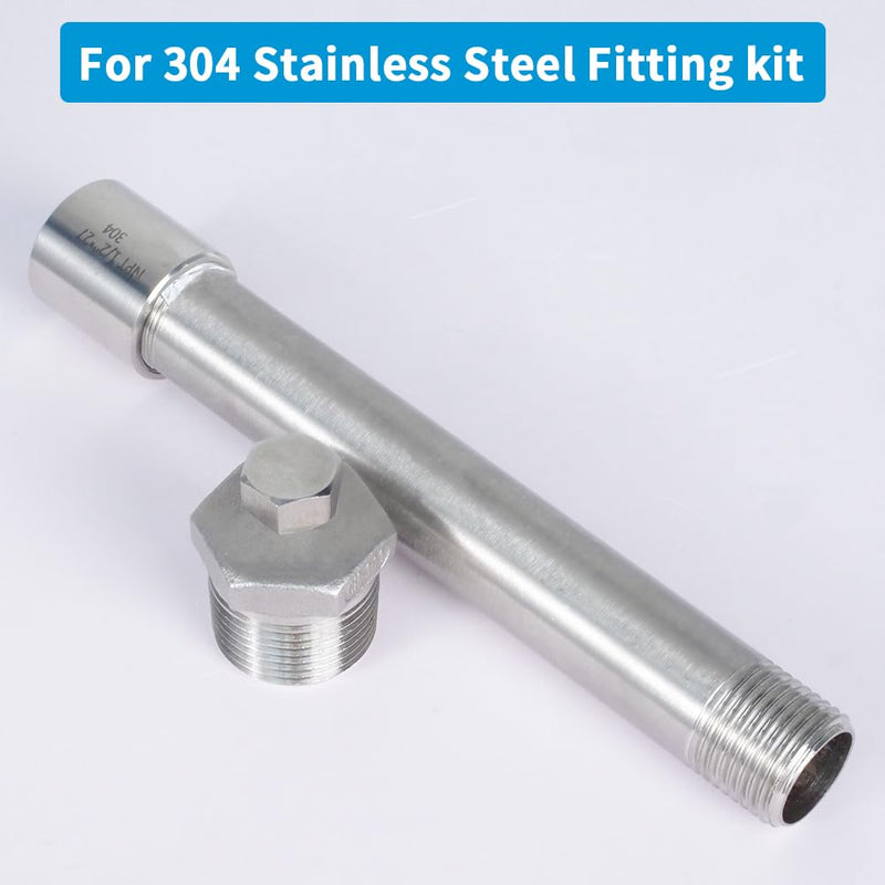 Quickun 304 Stainless Steel Nipple Pipe Fitting, 3/4" NPT x 3/4" NPT Male Malleable Nipple Cast Pipe 6" Length