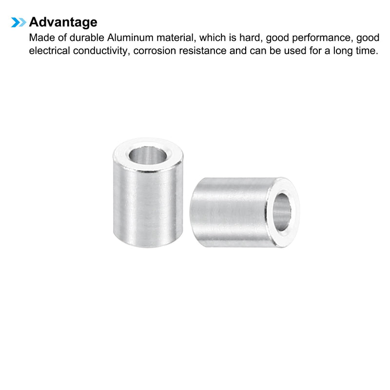 PATIKIL M2 Aluminum Spacers, 10 Pcs Metal Spacer Aluminum 2.1mm ID x 4mm OD x 5mm L Aluminum Spacer Screw Standoff Round for M2 Screw Bolts