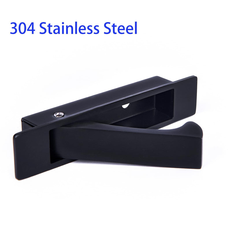 Dontay Pocket Door Pull Handle, Edge Pull, Professional Stainless Steel 304, Flush Mount Door Pull for Pocket Sliding Door (Matte Black, 1) Matte Black
