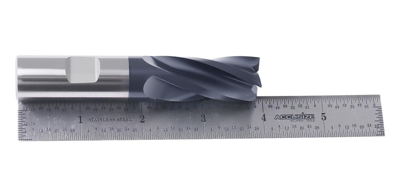 Accusize Industrial Tools 3/4'' by 3/4'' by 1-5/8'' by 3-7/8'' M42 (8% Cobalt) Tialn Finishing End Mill, C.N.C., Center Cutting, 6800-4081 | 3/4" Dia x 3/4" Shank, 1-5/8" Flute Length, 3-7/8" OAL, M42 8% Cobalt, TiAlN Coated, 4 Flute, Center Cutting 3/4"