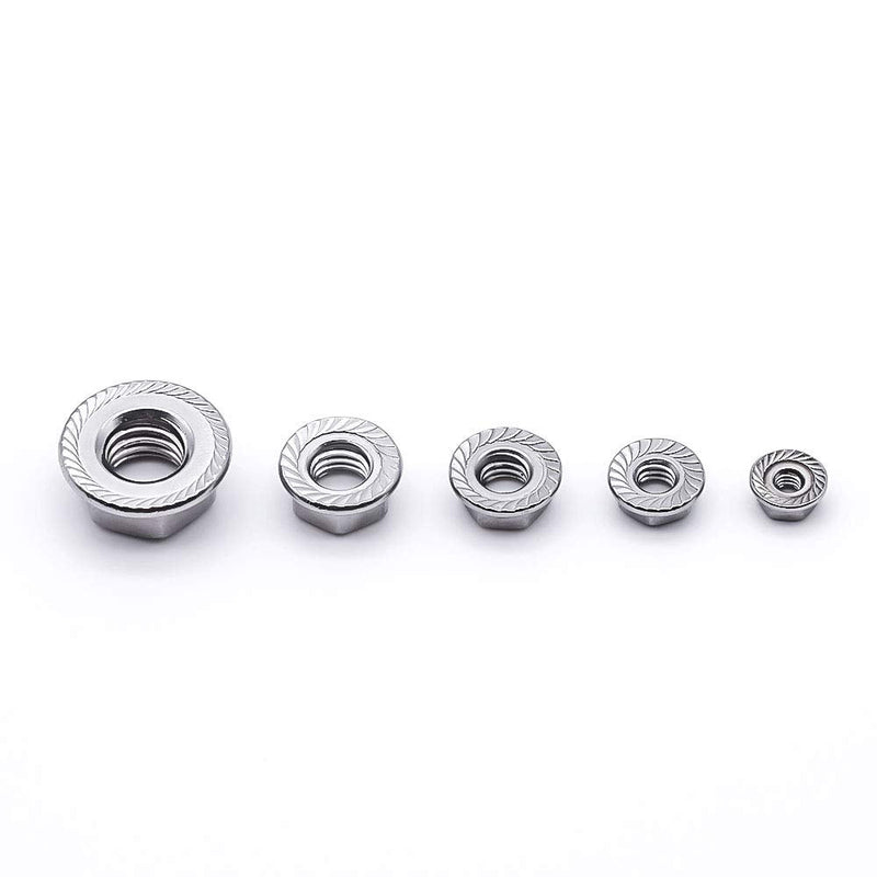 1/4-20 Serrated Flange Hex Lock Nuts, 304 Stainless Steel 18-8 Hexagon Nuts, Full Thread, Bright Finish, 50 PCS 1/4"-20