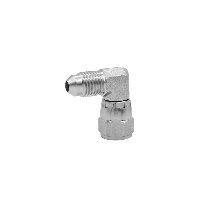 (2-PACK) 6500-04-04 Hydraulic Hose Adapter Fitting 1/4" Male JIC 37° Flare (7/16-20 UNF) × 1/4" Female JIC 37° Swivel Nut (7/16-20 UNF) 90° Elbow SAE Pipe Joints Connector Carbon Steel