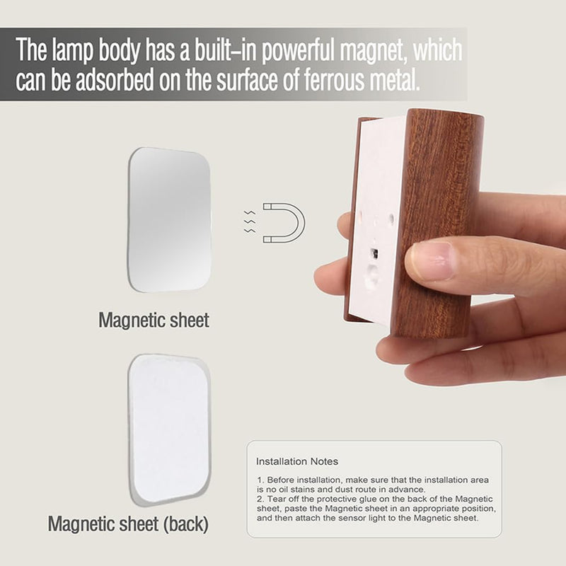 LANDGOO Intelligent Linkage LED Step Lights Wall Lamp, 2700-3000K Wooden Motion Sensor Stairs Night Light, Rechargeable for Stairs Hallway(Walnut Wood 2ps) Walnut Wood 2ps