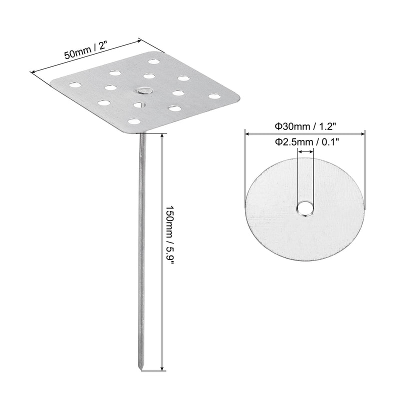 PATIKIL 5.9 Inch Perforated Insulation Pins with Round Washers, 50 Pack Aluminum Insulating Nails Wall Plug for Fixing Foam Boards to Wall or Ceiling 150mm
