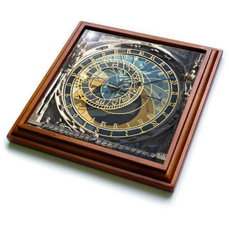 3dRose Astronomical Clock, Orloj, Prague, Czech Republic-EU06 THA0021-Tom Haseltine-Trivet with Ceramic Tile, 8" x 8", Brown