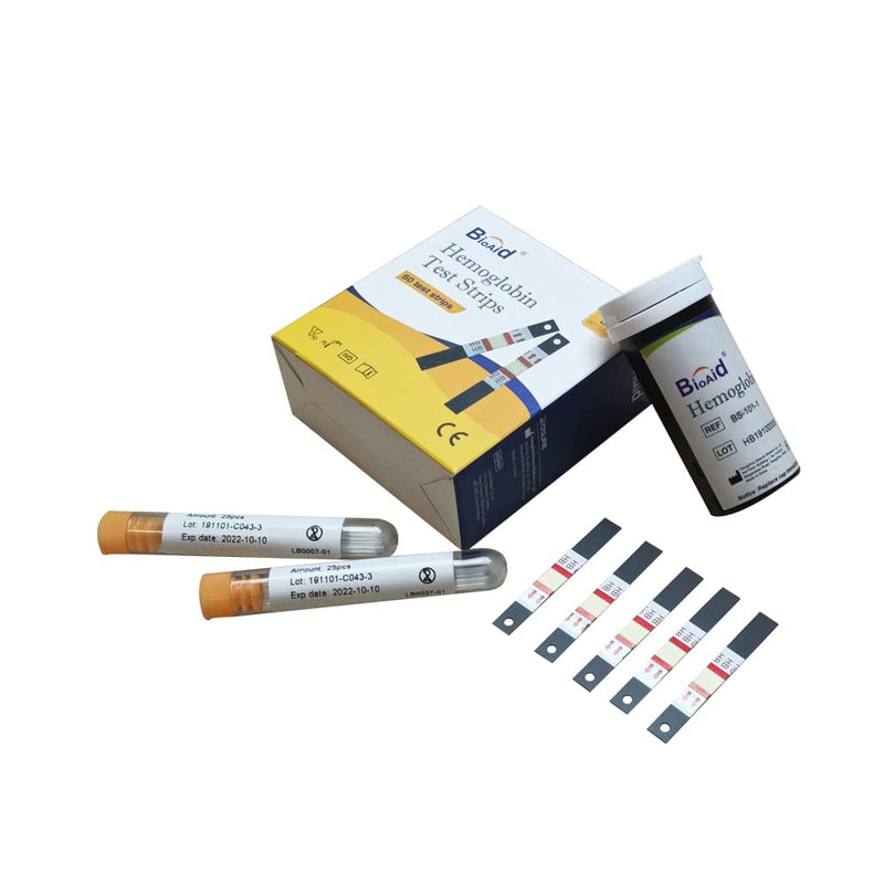 Bioaid Hemoglobin Strips 50 pcs with 50 pcs Capillary Tubes