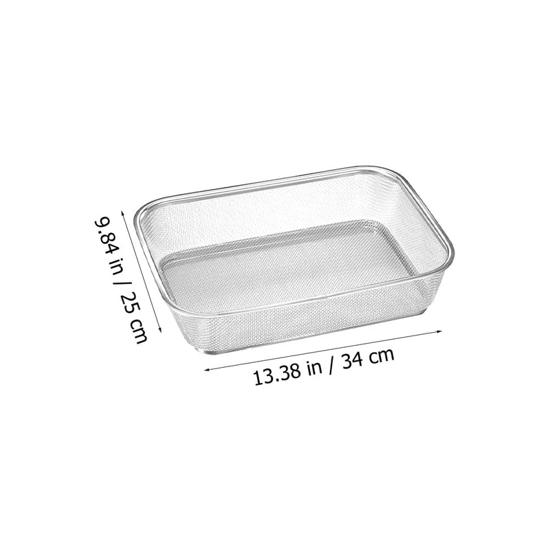 Cabilock Stainless Steel Drain Basket 13.38 X 9.84 X 3.14 Inch Fine Mesh Vegetable Fruit Strainer Kitchen Sink Colander for Food Rinsing and Draining