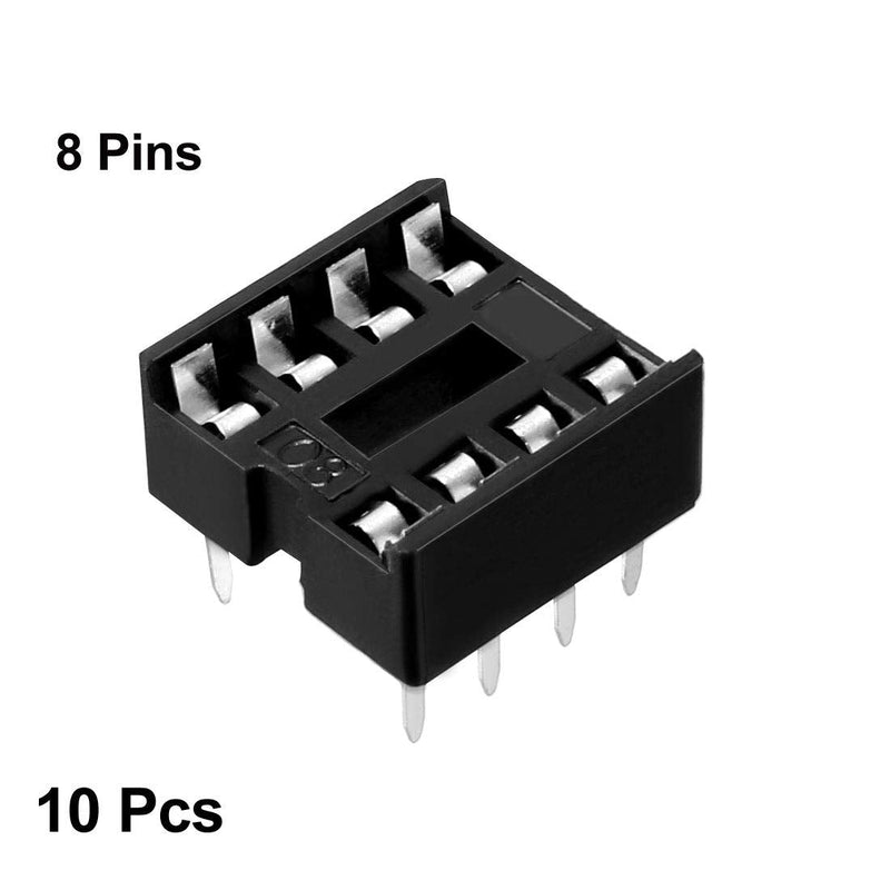 uxcell 10pcs DIP IC Chip Socket Adaptor 2.54mm Pitch 7.6mm Row Pitch 2 Row 8 Flat Pins Soldering