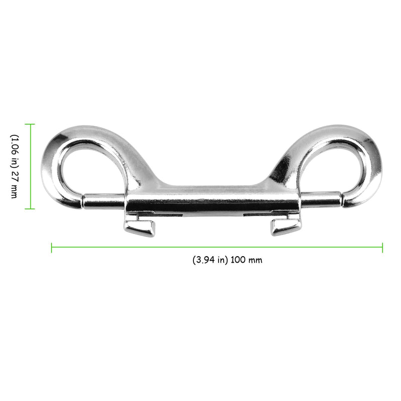 25 Pieces 4 Inch Double Ended Bolt Snap Hook, Zinc Alloy Long Trigger Clips, Two Sided Metal Spring Chain Snaps Hook for Linking Key Chain Dog Leash Collar Leather Belt Rope, Silver