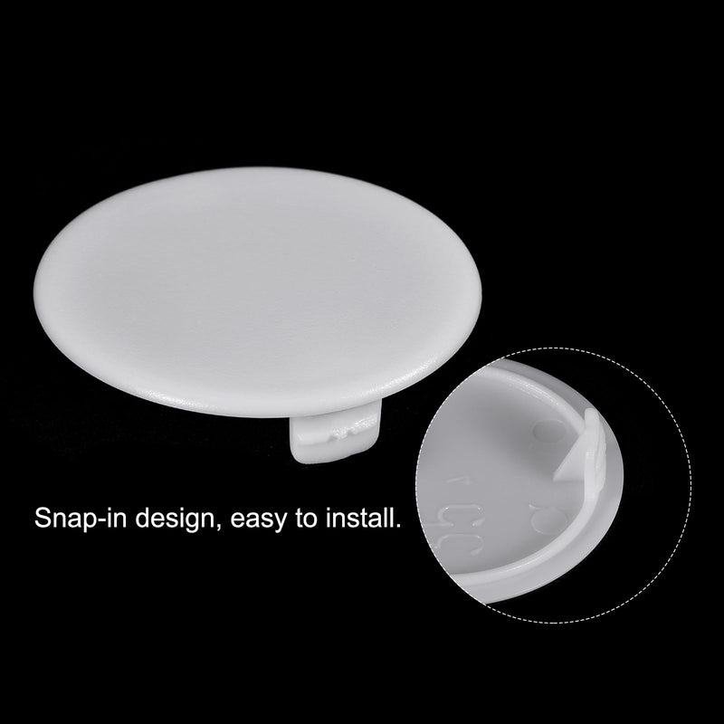 uxcell 20Pcs Hinge Hole Covers, 35mm(1 3/8") Dia Plastic Concealed Hole Cover Round Flush Type Caps for Furniture Cabinet Cupboard, White