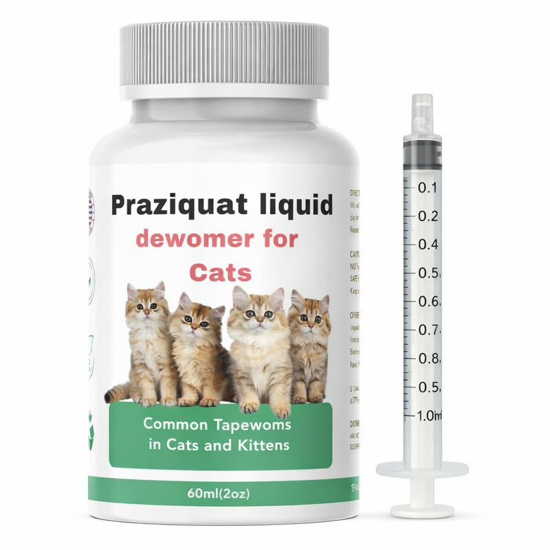 lvermect Liquid for Cats, Praziquat Dewomax, Kitten Gut Health, Promotes Immune & Digestive Support - 2oz, 60ml with 1ml Dropper