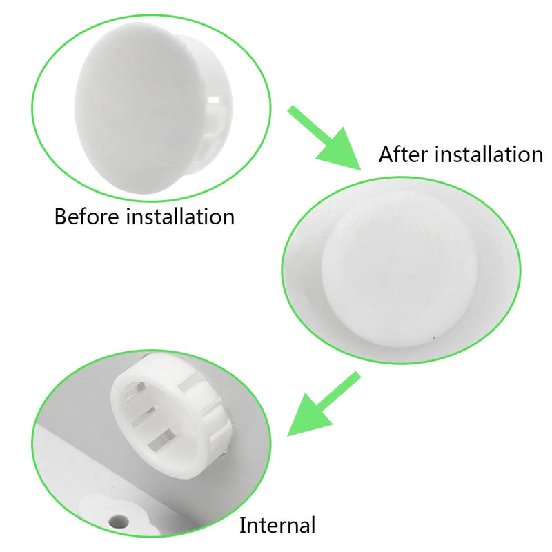 30 Pack 19mm (3/4") Round Plastic Hole Plug White, Flush Type Hole Plugs, Pipe Choke Plug, Furniture Fencing Post Pipe Insert End Caps 3/4" / 19mm White - 30pcs
