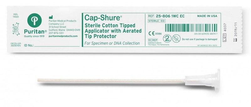 Puritan Medical Cap-Shure 6" Sterile Standard Cotton Swab w/Tip Protector & Wood Handle - 25-806 1WC EC - Box of 50