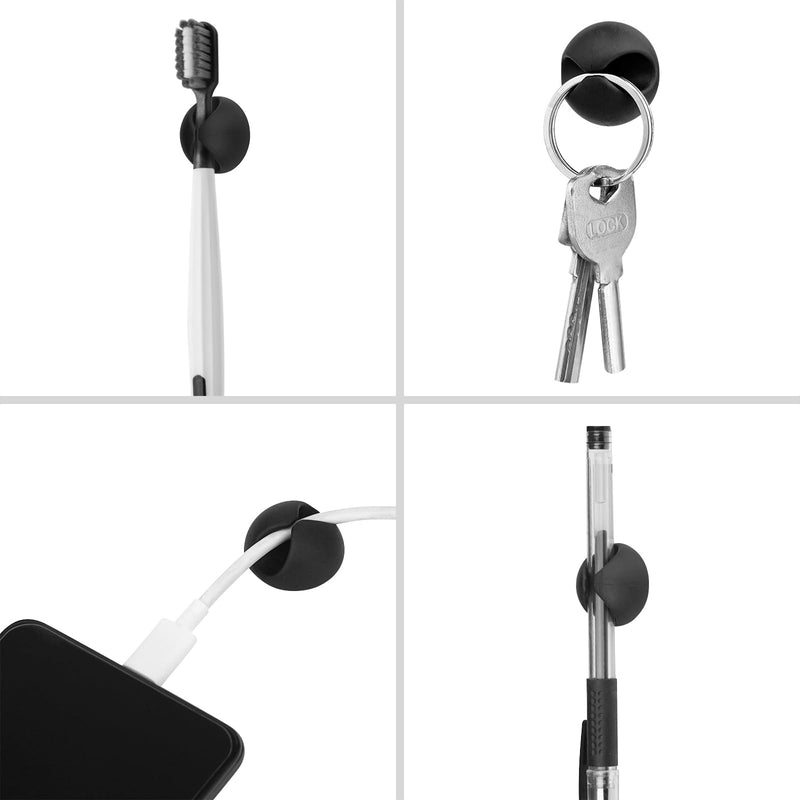 Cord Holder Cable Clips, 12PCS Black Adhesive Cord Organizer Charger Holder Wire Management Keeper for Nightstand, Desk, Office or Mouse