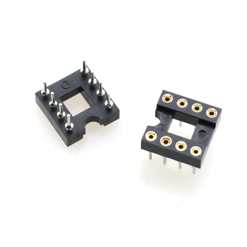 RLECS 10PCS IC Socket Metal 8 Pin Round Hole Solder DIP Inline IC Socket Adapter 2.54mm for PCB Board Good Electronic Components Black