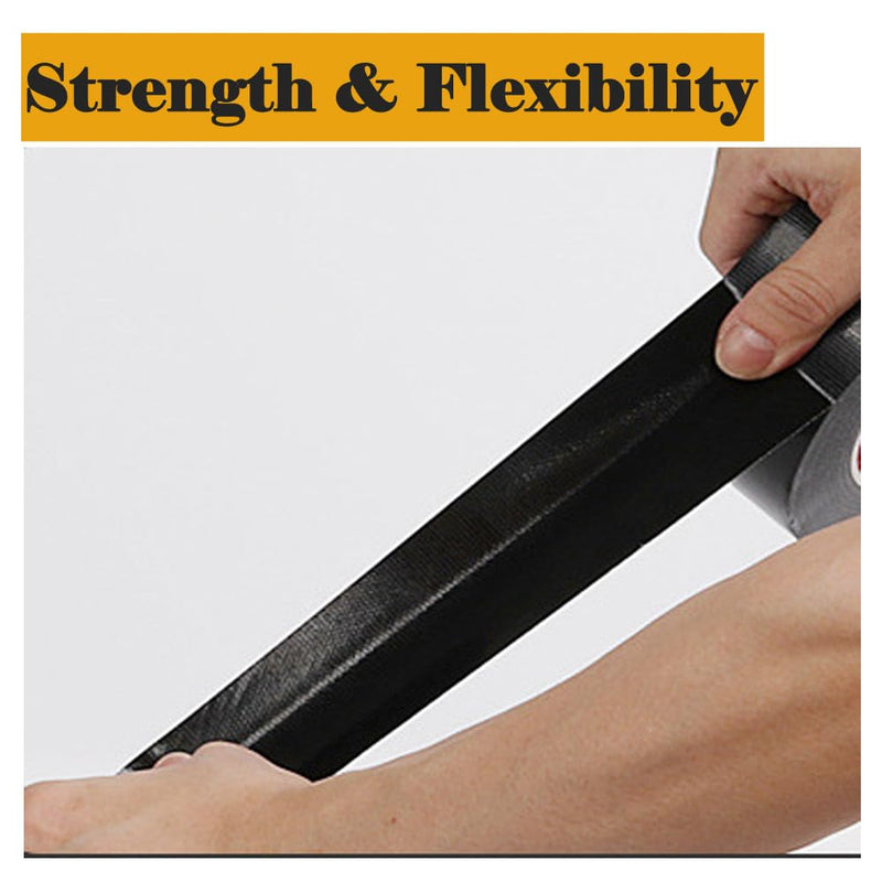Duct Tape 1 Inch X 44 Yards, 8.5 mil Thickness, Heavy Duty Black Duct Tape, No Residue, Waterproof, Tear by Hand for Repairs, Industrial, Professional Use