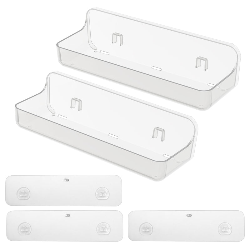 2pc Plastic Wall Mount Organizer, Adhesive Shelf, Bathroom Wall Organizers, Adhesive Bathroom Shelves, No Drilling Hang Walls, with Self Adhesive Tape, for Bathroom, Kitchen Clear