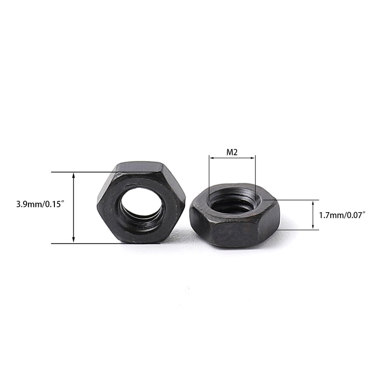M2 Carbon Steel Grade 8 Hexagon Hex Nut Black Carbon Steel 200pcs