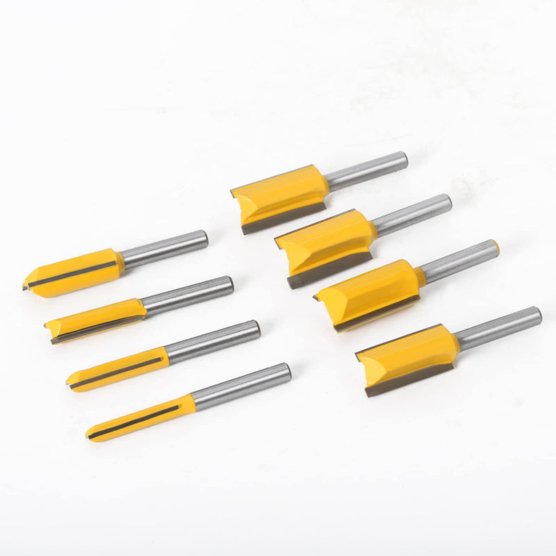7pcs Straight Router BIT 1/4" Shank Tungsten Carbide Double Straight Dado Router Bit Set, 1/4,5/16,/3/8,1/2,19/32,43/64,23/32 Cutting Diameter Trimming Cutter for Woodworking 7PCS 1/4" Shank Straight Bit