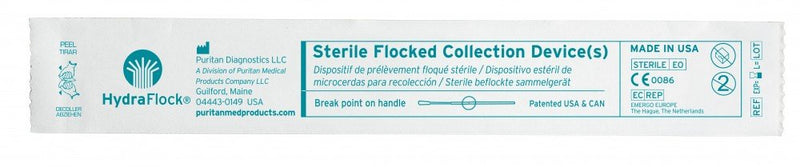 Puritan Medical HydraFlock 6" Sterile Large Flock Swab w/80mm Breakpoint Polystyrene Handle - 25-3406-H - Box of 50