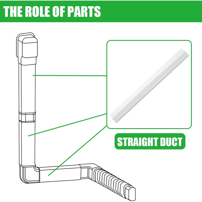 4" 3.3Ft Straight Duct, Decorative PP Mini Split Line Set Cover White 4" x 3.3 Feet