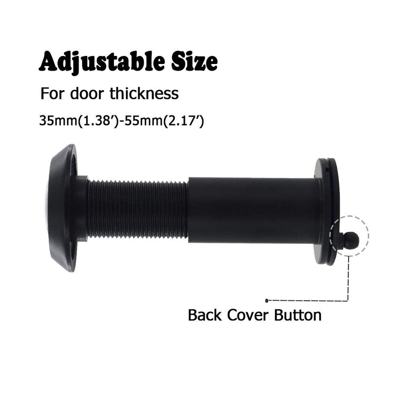 Door Viewer Peephole, Solid Brass 200-degree Door Viewer with Heavy Duty Rotating Privacy Cover for 1-3/8" to 2-1/6" Doors for Home Office Hotel (Black) Black