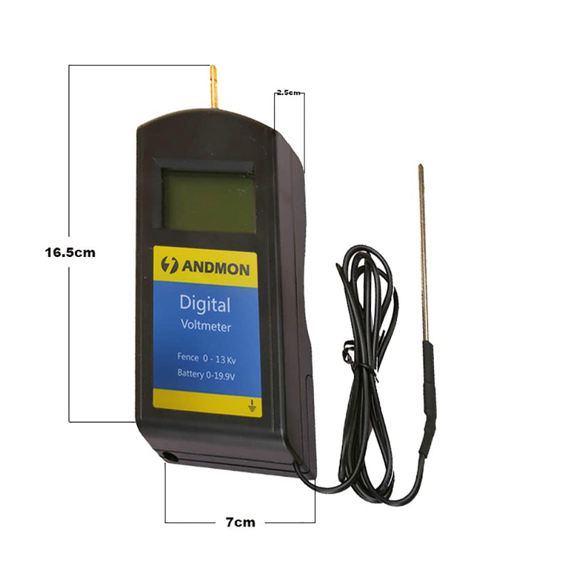Andmon Electric Fence Tester Battery Testing Digital Electric Fence Voltage Tester Testing Range 250 to19900V LCD Voltage Detector Gardening Tools