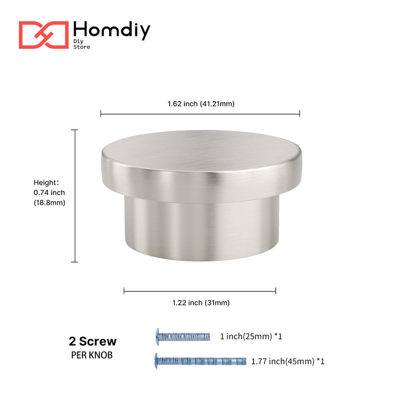 homdiy 50 Pack Brushed Nickel Round Cabinet for Knobs Drawer Knobs