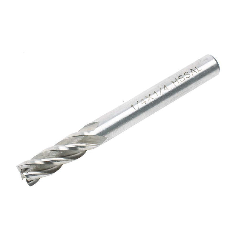 AUTOTOOLHOME 1/4 inch HSS 4 Flutes End Mills Milling Cutter End Drill Bit Straight Shank Pack of 2 CNC Milling Drill Bits Router Bits for Wood Aluminum Steel