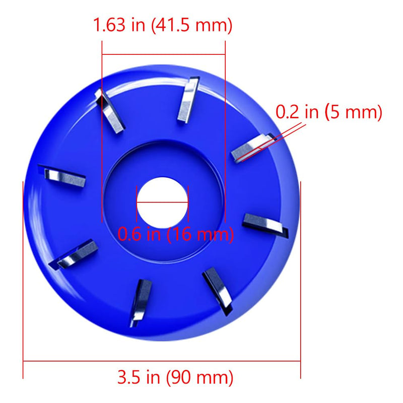 Wood Turbo Carving Disc 8 Teeth for Angle Grinder 4 or 4 1/2" with 5/8" Arbor Upgraded, DIY Wood Carving Tools Cutting Wheel for Fast Shaping(Arc Blade) 8 Teeth Arc Blade Blue