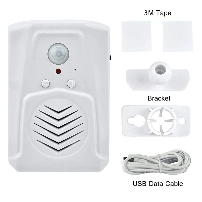PIR Motion Sensor Activated Sound Player Speaker with USB Cable, Download Your own MP3 Audio Files to Play Speech, Music or Sound Effects (White) White