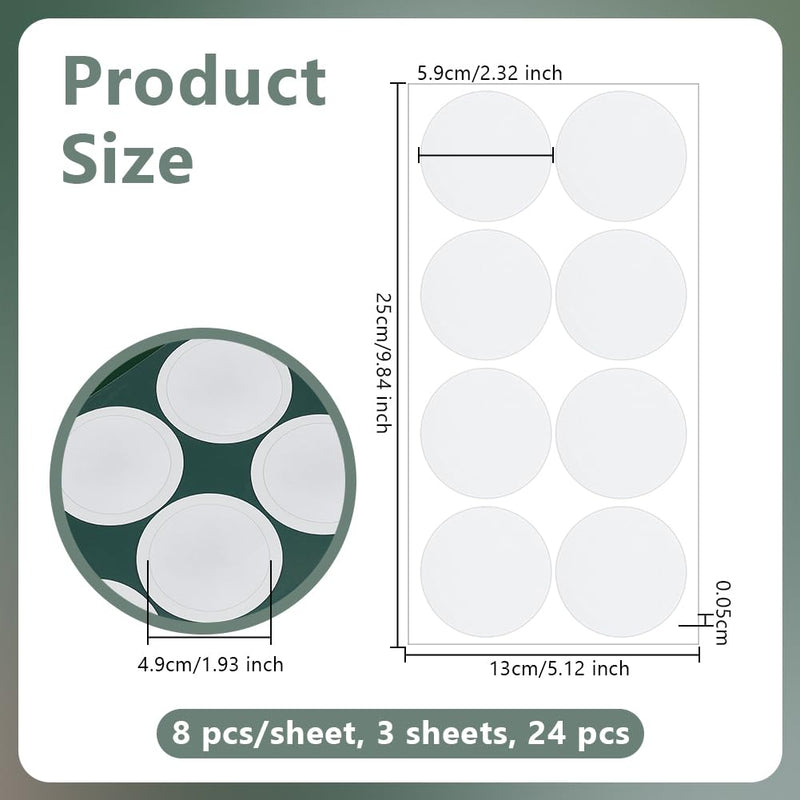 OLYCRAFT 24pcs/3 Sheets White Filter Paper Stickers 2.3 inch Dia Adhesive Filter Disks 0.5mm Thick Round Filter Patch Sticker Wide Mouth Mason Jar Filter for Mushroom Cultivation 59x0.5mm