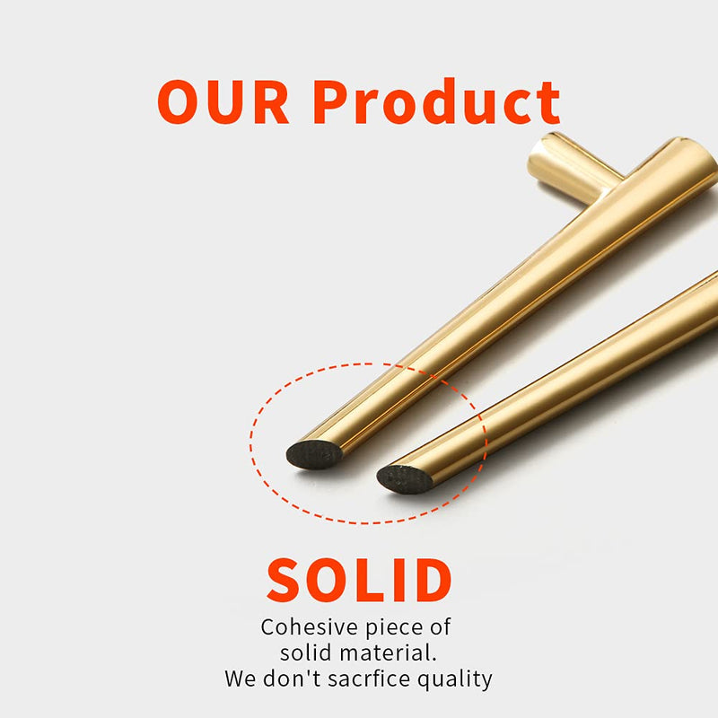 YAGU Modern Cabinet Pulls 10 Pack Bright Gold 7.5 Inch Hole Center Kitchen Drawer Handles Polished Brass Zinc Alloy Furniture Hardware for Cupboard Dresser Closet 7-1/2 in hole centers Shining Golden