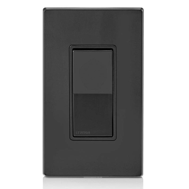 Leviton 5601-2E 15 Amp, 120/277 Volt, Decora Rocker Single-Pole AC Quiet Switch, Residential Grade, Grounding, Black 1 Pack