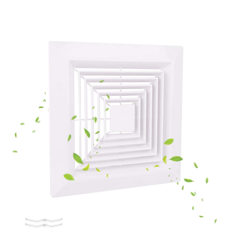 White (1 Piece 12" x12"Inch） Bathroom Exhaust Fan Cover with Spring, Square Ceiling or Wall Mounted Exhaust Fan, Ceiling Fan, Grille, Air Diffuser, Diverter Ventilation Hood, Replacement Accessories 1 12 x 12 Inch