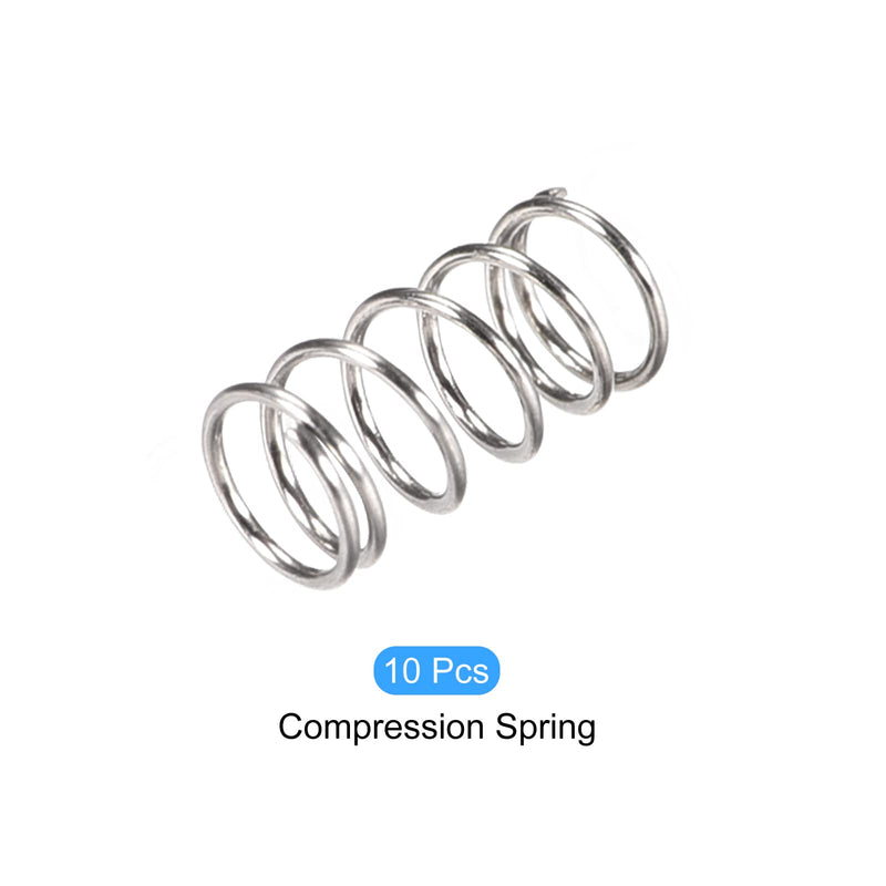 METALLIXITY Compression Springs (0.5x5mm OD,10mm Free Length) 10Pcs, 304 Stainless Steel Extension Spring - for Shop Home Repairs, DIY Projects, Silver Tone 0.5x5mmx10mm