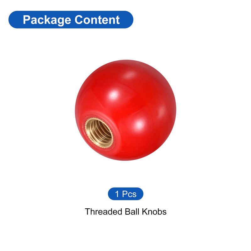 uxcell Threaded Ball Knobs, M12 Female Thread Thermoset Ball Knob 40mm Dia Round Operation Ball Handles with Copper Insert for Machine Lever Handle, Red M12x40mm - NewNest Australia