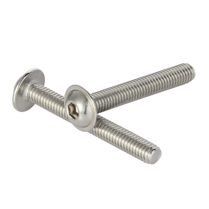 M6-1.0 x 25mm Flanged Button Head Socket Cap Screws, Stainless Steel 18-8 (304), Bright Finish, Full Thread, Allen Socket Drive, 25 PCS M6 x 25mm