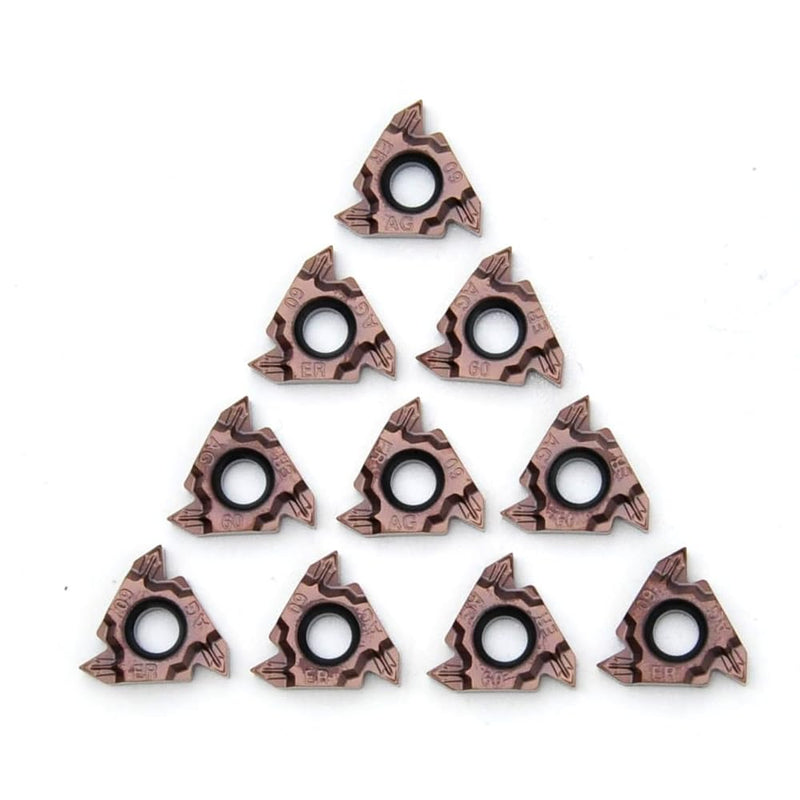 16ER/IR AG60 (Bronze) Carbide Inserts Laydown Threading 60 Degree External for Steel or Stainless Steel, 10pcs 16ER AG60