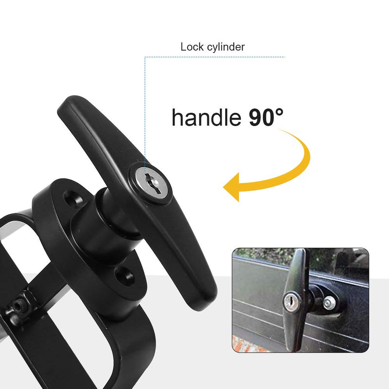 4-1/2" Stem Shed Door T-Handle Lock Kit with 2 Keys and 2 Screws for Storage Gate Barn Shed Garage Door Lock