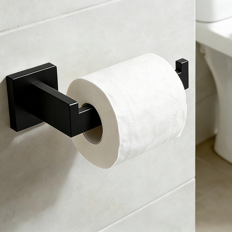 15-Pieces Bathroom Hardware Set Matte Black Bathroom Accessories Set SUS304 Towel Bar Set Includes 3 Towel Bar 16 Inch+3 Towel Holder+3 Toilet Paper Holder+6 Towel Hooks(15, Matte Black, 16 Inch) 15