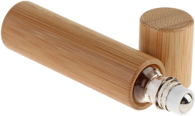 CUTICATE 2pcs 10ml Roll On Bottle Refill Bottle Bamboo Empty Container Essential Oil Perfume Divided Travel Reusable - NewNest Australia