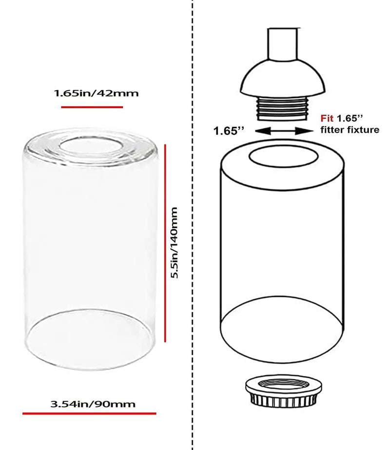 4 Pack Clear Glass Shade Replacements, Cylinder Glass Shades Lampshades Covers for light Fixtures Chandelier Vanity Wall Sconces Light Fixture 4PACK