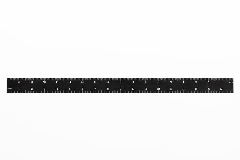 PEC Tools 18 Inch Rigid Ruler, 4R (8ths, 16ths, 32nds, 64ths) | 402-018EZ, Made in US, Stainless Steel, Black Chrome