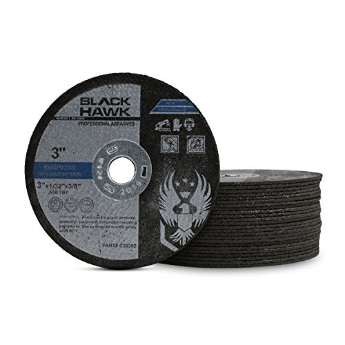 BHA Metal and Stainless Steel Cut Off Wheels for Die Grinders, 3” x 1/32” x 3/8” - 25 Pack 3” x 1/32” x 3/8”