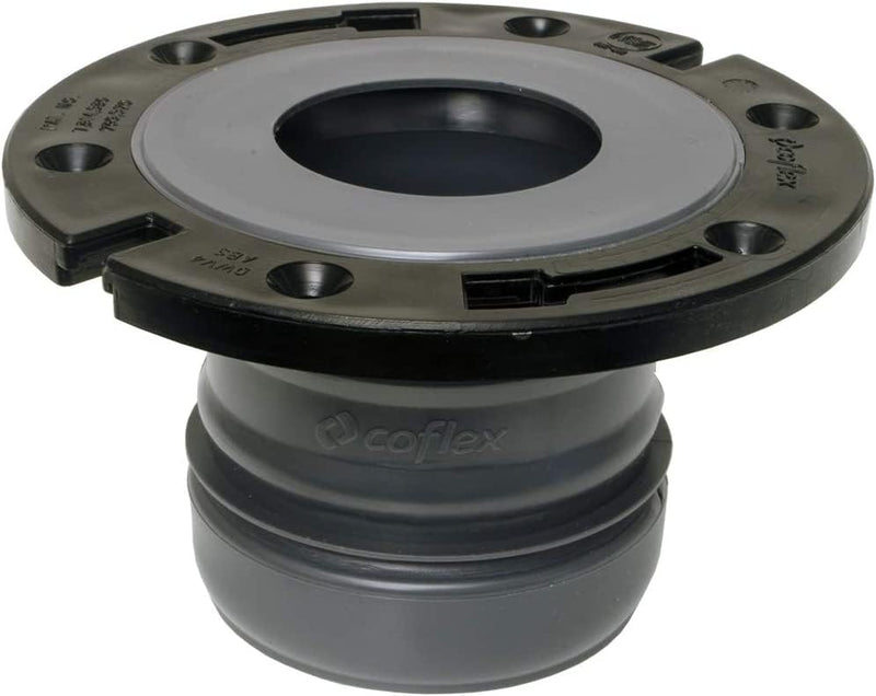FlexOn Toilet Flange for 4" PVC, ABS, Cast Iron or Lead Pipes-Includes Spacer System to Correct Flange Elevation from 3/8"-1 1/8"