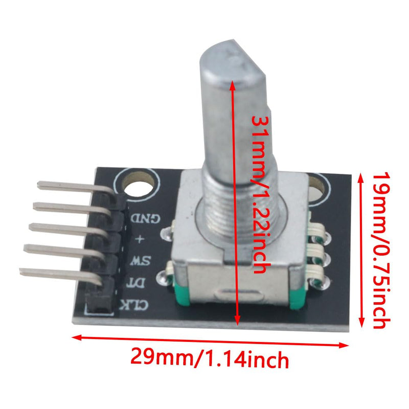 2PCS 31x19x29mm Black 360 Degree Rotary Encoder Module KY-040 with Knob Cover Suitable for Microcontrollers