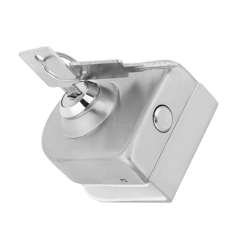 Milltrip 10-12mm Glass Door Lock, Stainless Steel Glass Door Lock Floor Lock Ground Lock for Bathroom Toilet Shop Glass Doors (Brushed)