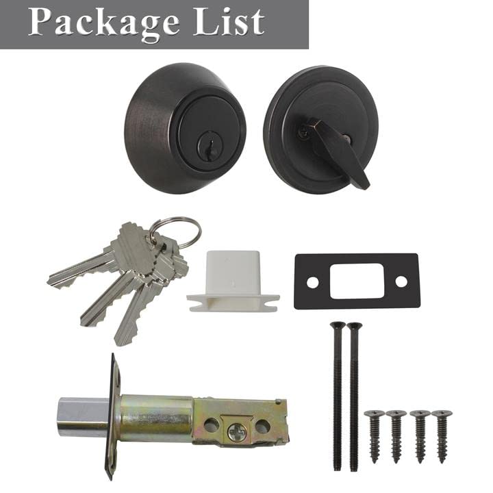 Probrico Keyed Alike Single Cylinder Deadbolts Oil Rubbed Bronze(Combo Packs), One Side Keyed Deadbolts, Interior& Exterior Door Lock for Entrance Lock and Front Gate, 4 Pack